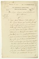 Document forwarding Surcouf's request to be admitted in the Legion of Honour