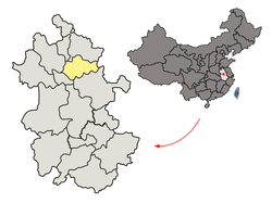 Location of Bengbu City jurisdiction in Anhui