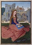 Saint Catharine seated in the castle. Illumination by Simon Bening from the manuscript Hortulus Animae (1510)
