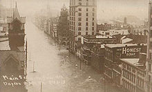 Main Street in Dayton, Ohio, with several feet of water during the flood