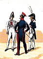 Offiziere in Gala (links), in kleiner Uniform (Mitte) und in Gesellschaftsuniform (rechts)