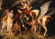 Peter Paul Rubens, Perseus and Andromeda, c. 1622, showing the moment that Perseus and Pegasus free Andromeda[53]