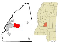 Location of Brandon, Mississippi