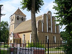 Die einst evangelische, jetzt katholische Kirche in Rydzewo