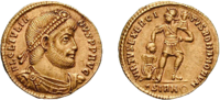 Golden coin depicting the emperor Julian