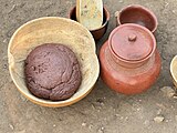 Sorghum dough in a gourd bowl of the Didinga people of South Sudan