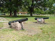 Replicas of the Twin Sisters cannons at San Jacinto Battleground State Historic Site