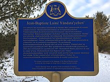 Ontario Heritage Trust plaque in the language of the Huron-Wendat people.