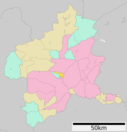 Location of Yoshioka in Gunma Prefecture