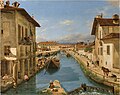 81. Giuseppe Canella, Veduta del canale Naviglio presa sul ponte di San Marco, 1834
