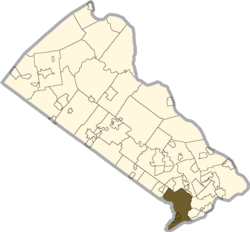 Location of Bensalem Township in Bucks County, Pennsylvania