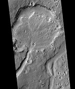Delta that fills a crater in Lunae Palus quadrangle, as seen by HiRISE.