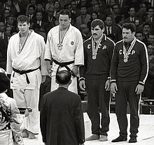Doug Rogers receiving a silver medal Tokyo Olympics (1964)