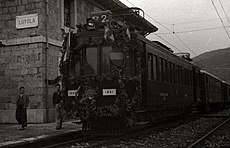 Geschmückter Zug zum 25-jährigen Bestehen der Strecke 1951