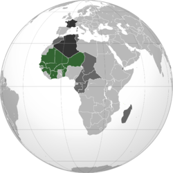 French West Africa (green) after World War II