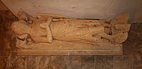 Early 14th century stone effigy of a knight in armour in St Mary's parish church