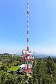 The Sendeturm Jauerling is a partially guyed 141 meter tower built in 1958, consisting of a 35-metre-high free-standing steel framework tower, which carries a 106 meter guyed steel tube mast on the top