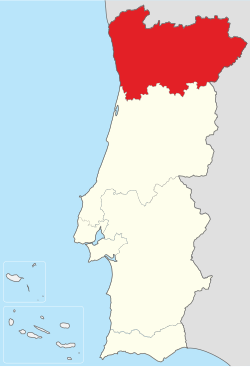 Location of the North Region in Portugal
