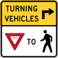 R10-15 Turning vehicles yield to pedestrians [b]