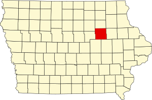 Map of Iowa highlighting Black Hawk County