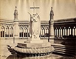 Samuel Bourne, "Memorial Well, Marble Statue by Marochetti. Cawnpore, 1206," 1863–1869, photograph mounted on cardboard sheet