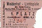 Weidenhof-Lichtspiele, Friedrichstraße 136 Eintrittskarte 1938