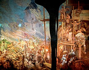 Mucha's The Slav Epic cycle No.14: Defense of Sziget against the Turks by Nicholas Zrinsky (1914)