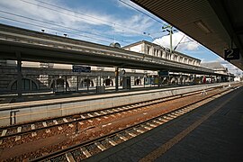 Platform 1, adjacent to the station building at the first floor level. This platform is used mainly for S-Bahn trains