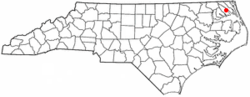 Location in Pasquotank County in the state of North Carolina