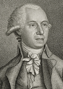 Black and white engraving of a portrait of a Prior of the Marne, with a simple jacket and a white wig.