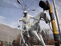 This statue is made to show the spirit of the Polo Sport. It is located at Jutial. Polo is played every year in the valley Shandoor.
