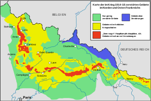 Lage des Schlachtfeldes in den "Roten Zonen" der französischen Westfront