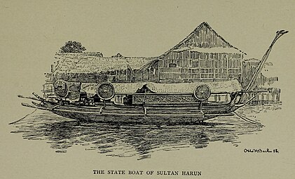 The state boat of Sultan Harun Ar-Rashid of Sulu is a large vinta (c.1898)