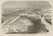 Aerial view of the Longchamp racecourse before the construction of the Hippodrome (1854).