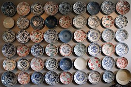 Wall of Chinese Zhangzhou ware plates