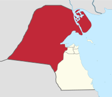 Map of Kuwait with Al-Jahra highlighted