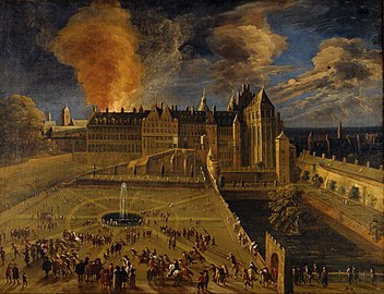 The Fire of 1679 in the Coudenberg Palace by Gillis van Auwerkercken