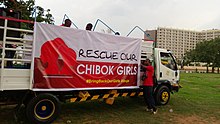 Picture of a truck decorated to promote awareness of #BringBackOurGirls