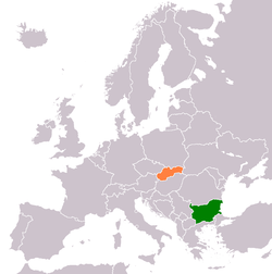 Map indicating locations of Bulgaria and Slovakia