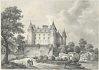 Chateau de la Rochefoucauld, lithograph by C. Motte from a drawing by Renoux