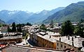 Chiavenna. 1st Count built orange coloured house to the right.