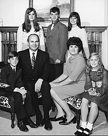 Dallin H. Oaks, wife, and five children sitting