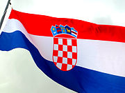 Croatian flag flying in Dubrovnik.