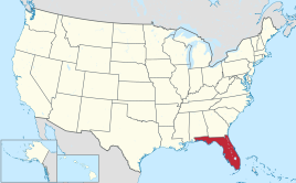 Karte der USA, Florida hervorgehoben