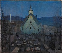 based on: Night, the Church at Røros. Sketch for Night 1904 