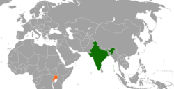 Map indicating locations of India and Uganda