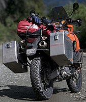 Panniers fitted to a motorcycle