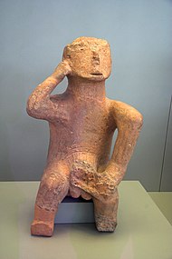 Larger terracotta figurine "The Thinker", Neolithic Period, 4500-3300 BC, Karditsa, Thessaly