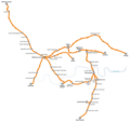 The London Overground network; East Brixton is between Denmark Hill and Clapham High St[17]