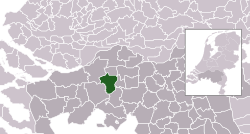 Highlighted position of Oosterhout in a municipal map of North Brabant